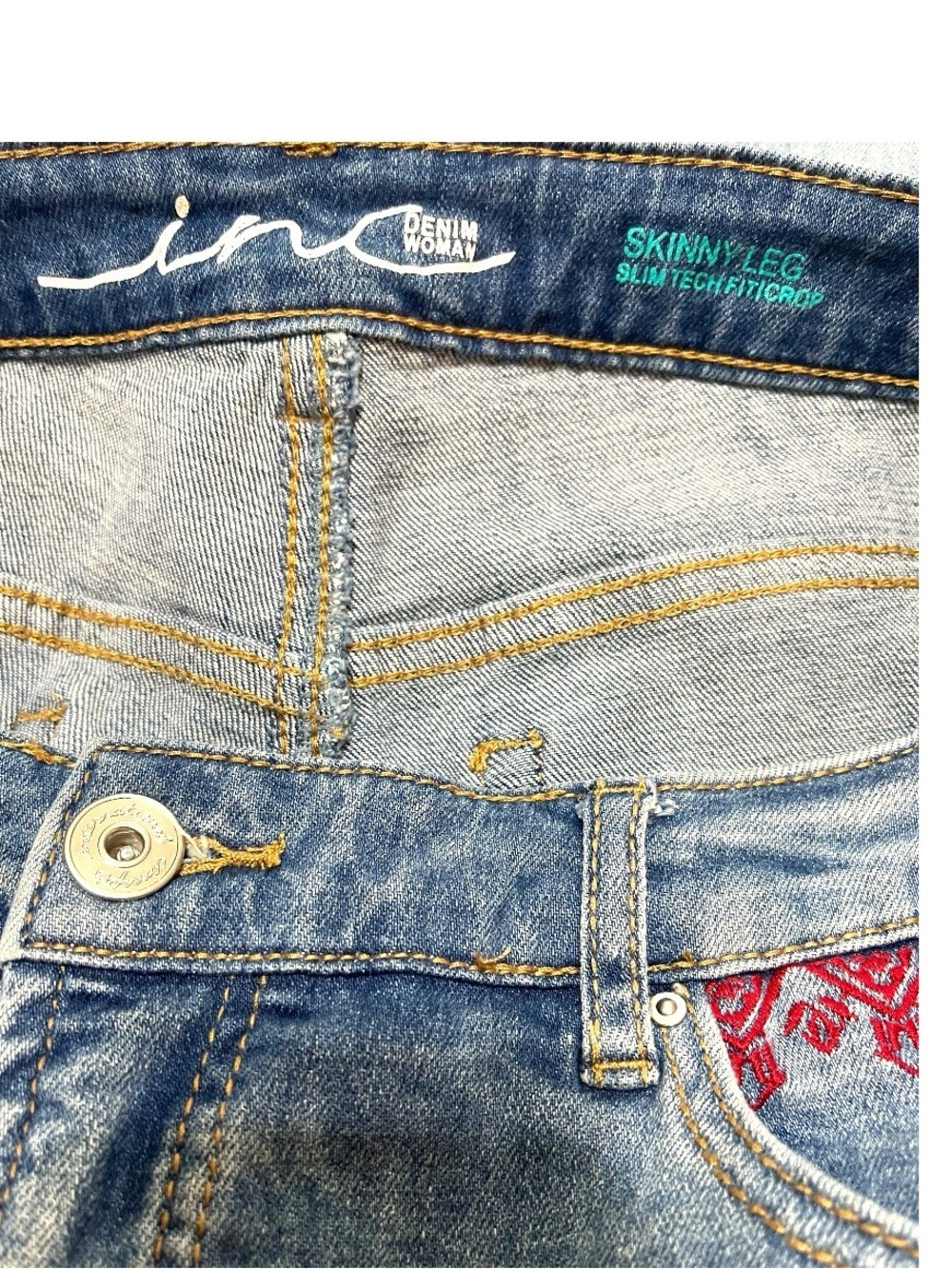 INC International Concepts Embroidered Cropped Jeans Size 16W - Picture 6 of 7